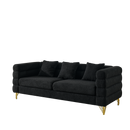 81 Inch Oversized 3 Seater Sectional Sofa, Living Room Comfort Fabric Sectional Sofe-Deep Seating Sectional Sofa, Soft Sitting with 3 Pillows for Living Room,Bedroom,Office, Black teddy(W834S00035)