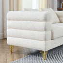 81 Inch Oversized 3 Seater Sectional Sofa, Living Room Comfort Fabric Sectional Sofa - Deep Seating Sectional Sofa, Soft Sitting with 3 Pillows for Living Room,Bedroom,White teddy(Ivory)(W834S00036)