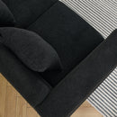 81 Inch Oversized 3 Seater Sectional Sofa, Living Room Comfort Fabric Sectional Sofe-Deep Seating Sectional Sofa, Soft Sitting with 3 Pillows for Living Room,Bedroom,Office, Black teddy(W834S00035)