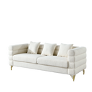 81 Inch Oversized 3 Seater Sectional Sofa, Living Room Comfort Fabric Sectional Sofa - Deep Seating Sectional Sofa, Soft Sitting with 3 Pillows for Living Room,Bedroom,White teddy(Ivory)(W834S00036)