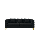81 Inch Oversized 3 Seater Sectional Sofa, Living Room Comfort Fabric Sectional Sofe-Deep Seating Sectional Sofa, Soft Sitting with 3 Pillows for Living Room,Bedroom,Office, Black teddy(W834S00035)