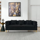 81 Inch Oversized 3 Seater Sectional Sofa, Living Room Comfort Fabric Sectional Sofe-Deep Seating Sectional Sofa, Soft Sitting with 3 Pillows for Living Room,Bedroom,Office, Black teddy(W834S00035)