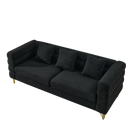 81 Inch Oversized 3 Seater Sectional Sofa, Living Room Comfort Fabric Sectional Sofe-Deep Seating Sectional Sofa, Soft Sitting with 3 Pillows for Living Room,Bedroom,Office, Black teddy(W834S00035)