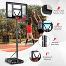 Portable Basketball Hoop Outdoor, 4.25FT-10FT Height Adjustable Basketball Goal, Shatterproof Backboard, Built-in Wheels, Basketball Stand