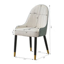 Modern Dining Chairs Set of 2 pcs Faux leather Dining Chair with Metal legs for Living Room/Dining Room/Reception Room(White+blue)