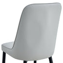 Modern dining chairs are equipped with light gray PU artificial leather backrest cushions and black metal legs, suitable for restaurants,kitchens,and bedrooms.Set of 4pieces (light gray+PU)W1151118943