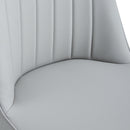 Modern dining chairs are equipped with light gray PU artificial leather backrest cushions and black metal legs, suitable for restaurants,kitchens,and bedrooms.Set of 4pieces (light gray+PU)W1151118943