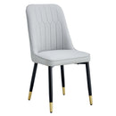 Modern dining chairs are equipped with light gray PU artificial leather backrest cushions and black metal legs, suitable for restaurants,kitchens,and bedrooms.Set of 4pieces (light gray+PU)W1151118943