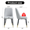 Modern dining chairs are equipped with light gray PU artificial leather backrest cushions and black metal legs, suitable for restaurants,kitchens,and bedrooms.Set of 4pieces (light gray+PU)W1151118943