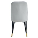 Modern dining chairs are equipped with light gray PU artificial leather backrest cushions and black metal legs, suitable for restaurants,kitchens,and bedrooms.Set of 4pieces (light gray+PU)W1151118943