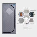 Portable Full Size Grey Infrared Sauna tent"ersonal Home Spa, with Infrared Panels, Heating Foot Pad, Controller, Foldable Chair, Reading light. Easy to Install. Fast heating, with FCC Certification