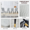 Modern dining chairs are equipped with light gray PU artificial leather backrest cushions and black metal legs, suitable for restaurants,kitchens,and bedrooms.Set of 4pieces (light gray+PU)W1151118943