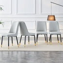 Modern dining chairs are equipped with light gray PU artificial leather backrest cushions and black metal legs, suitable for restaurants,kitchens,and bedrooms.Set of 4pieces (light gray+PU)W1151118943