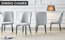 Modern dining chairs are equipped with light gray PU artificial leather backrest cushions and black metal legs, suitable for restaurants,kitchens,and bedrooms.Set of 4pieces (light gray+PU)W1151118943