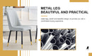 Modern dining chairs are equipped with light gray PU artificial leather backrest cushions and black metal legs, suitable for restaurants,kitchens,and bedrooms.Set of 4pieces (light gray+PU)W1151118943