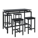 5 Pieces Dining Table Set for 4,Black Bar Table Set with 4 Bar Stools Counter Height Bar Table and Chairs Set. Pub Table Set Breakfast Table for Kitchen, Small Space