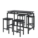 5 Pieces Dining Table Set for 4,Black Bar Table Set with 4 Bar Stools Counter Height Bar Table and Chairs Set. Pub Table Set Breakfast Table for Kitchen, Small Space