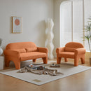 [VIDEO provided]2 Piece Set Sofa Couch,modern teddy fabric loveseat & accent chair for Living room