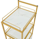 Beauty Salon Storage Trolley Cart,with Lockable Rolling Wheels,Metal Frame Marbled Board,Drawer Barber Salon Furniture,white