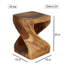 Haussmann Wood Twist End Table 15x15x20 in Height Cherry Oil