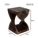 Haussmann Wood Twist End Table 15x15x20 in Height Mocha Oil