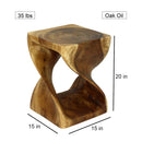 Haussmann Wood Twist End Table 15x15x20 in Height Oak Oil