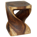 Haussmann Wood Twist End Table 15x15x20 in Height Walnut Oil