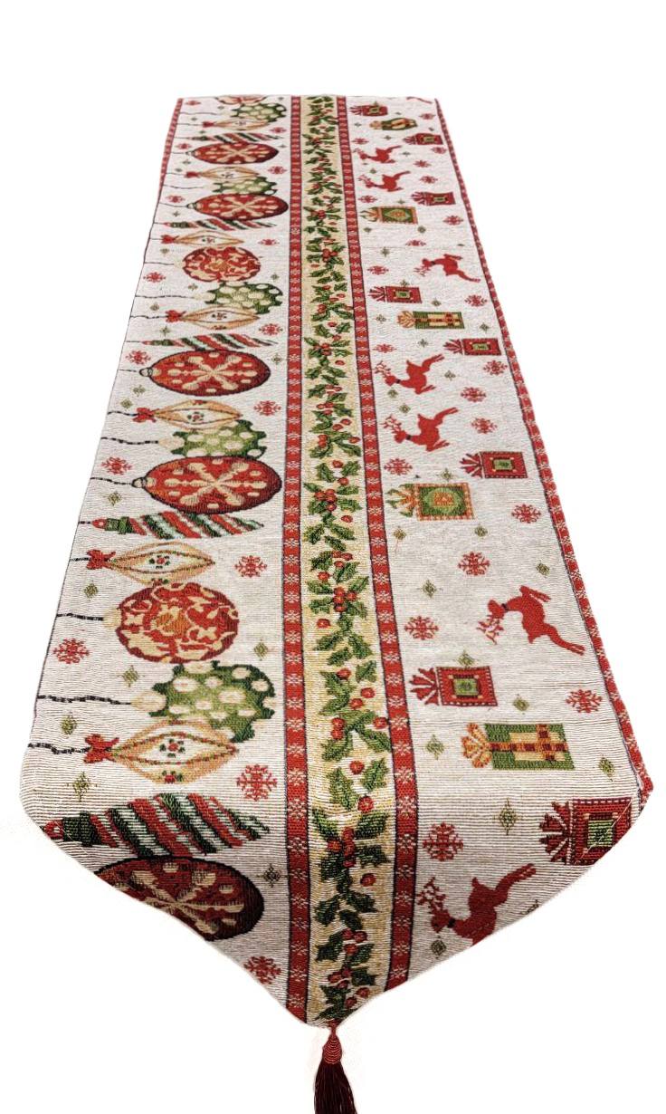 Christmas Table Runner with Holiday Icons F07M5-8A