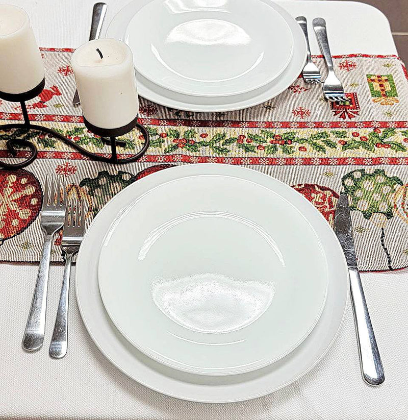 Christmas Table Runner with Holiday Icons F07M5-8A