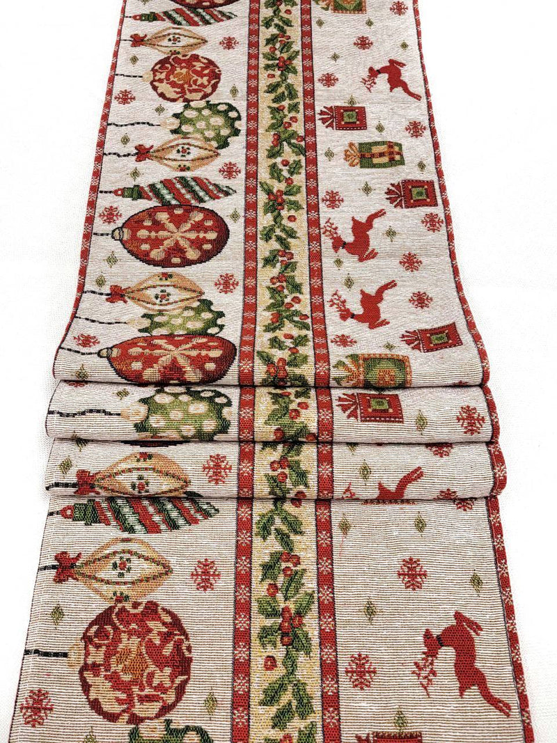 Christmas Table Runner with Holiday Icons F07M5-8A