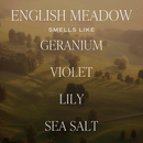 English Meadow Soy Candle - Green Matte Jar - 15 oz (Wildflowers and Salt)