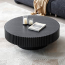 BLACK MDF coffee table 39.37inch Modern Handcraft Drum Coffee Table Round Wood Coffee Table for Living Room, Apartment