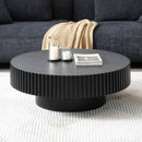 BLACK MDF coffee table 39.37inch Modern Handcraft Drum Coffee Table Round Wood Coffee Table for Living Room, Apartment