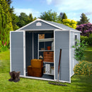 6 ft x 8 ft Resin Outdoor Storage, Plastic Garden Sheds with Floor and Lockable Door for Backyard, Lawn, Grey (W540S00021)