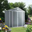 6 ft x 8 ft Resin Outdoor Storage, Plastic Garden Sheds with Floor and Lockable Door for Backyard, Lawn, Grey (W540S00021)