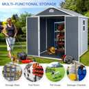 6 ft x 8 ft Resin Outdoor Storage, Plastic Garden Sheds with Floor and Lockable Door for Backyard, Lawn, Grey (W540S00021)