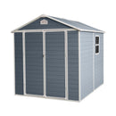 6 ft x 8 ft Resin Outdoor Storage, Plastic Garden Sheds with Floor and Lockable Door for Backyard, Lawn, Grey (W540S00021)