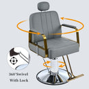 Premium Reclining barber Chair Salon Chair for Hair Stylist with Heavy Duty Hydraulic Pump, 360 Rotation, Tattoo Chair Shampoo Beauty Salon Equipment, Max Load Weight 400 Lbs, Gray