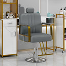 Premium Reclining barber Chair Salon Chair for Hair Stylist with Heavy Duty Hydraulic Pump, 360 Rotation, Tattoo Chair Shampoo Beauty Salon Equipment, Max Load Weight 400 Lbs, Gray