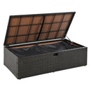2-Piece Outdoor Rattan Daybed with Bench Lounge Roof Set and Cushions for Poolside, Backyard and Garden