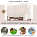 2-Piece Outdoor Rattan Daybed with Bench Lounge Roof Set and Cushions for Poolside, Backyard and Garden