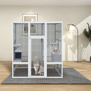 62.6' Outdoor Wooden Cat House Large Catio,  Solid Wood Cat Cage Shelter Enclosure Playpen with Anti-UV& Waterproof, 7 Platforms and 2 Resting Boxes