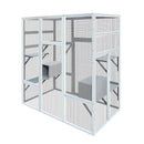 62.6' Outdoor Wooden Cat House Large Catio,  Solid Wood Cat Cage Shelter Enclosure Playpen with Anti-UV& Waterproof, 7 Platforms and 2 Resting Boxes