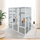 62.6' Outdoor Wooden Cat House Large Catio,  Solid Wood Cat Cage Shelter Enclosure Playpen with Anti-UV& Waterproof, 7 Platforms and 2 Resting Boxes