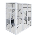 62.6' Outdoor Wooden Cat House Large Catio,  Solid Wood Cat Cage Shelter Enclosure Playpen with Anti-UV& Waterproof, 7 Platforms and 2 Resting Boxes