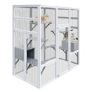 62.6' Outdoor Wooden Cat House Large Catio,  Solid Wood Cat Cage Shelter Enclosure Playpen with Anti-UV& Waterproof, 7 Platforms and 2 Resting Boxes