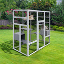 62.6' Outdoor Wooden Cat House Large Catio,  Solid Wood Cat Cage Shelter Enclosure Playpen with Anti-UV& Waterproof, 7 Platforms and 2 Resting Boxes