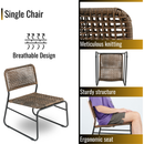 Patio Furniture Set 3 Piece Mixture Pattern PE Rattan Steel Frame And Modern Round Table, Brown and Black