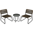 Patio Furniture Set 3 Piece Mixture Pattern PE Rattan Steel Frame And Modern Round Table, Brown and Black