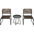 Patio Furniture Set 3 Piece Mixture Pattern PE Rattan Steel Frame And Modern Round Table, Brown and Black